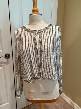 Atmosphere Cream Beaded Open-Front Jacket